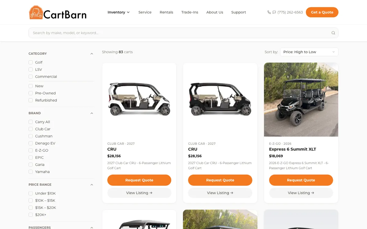 The CartBarn website